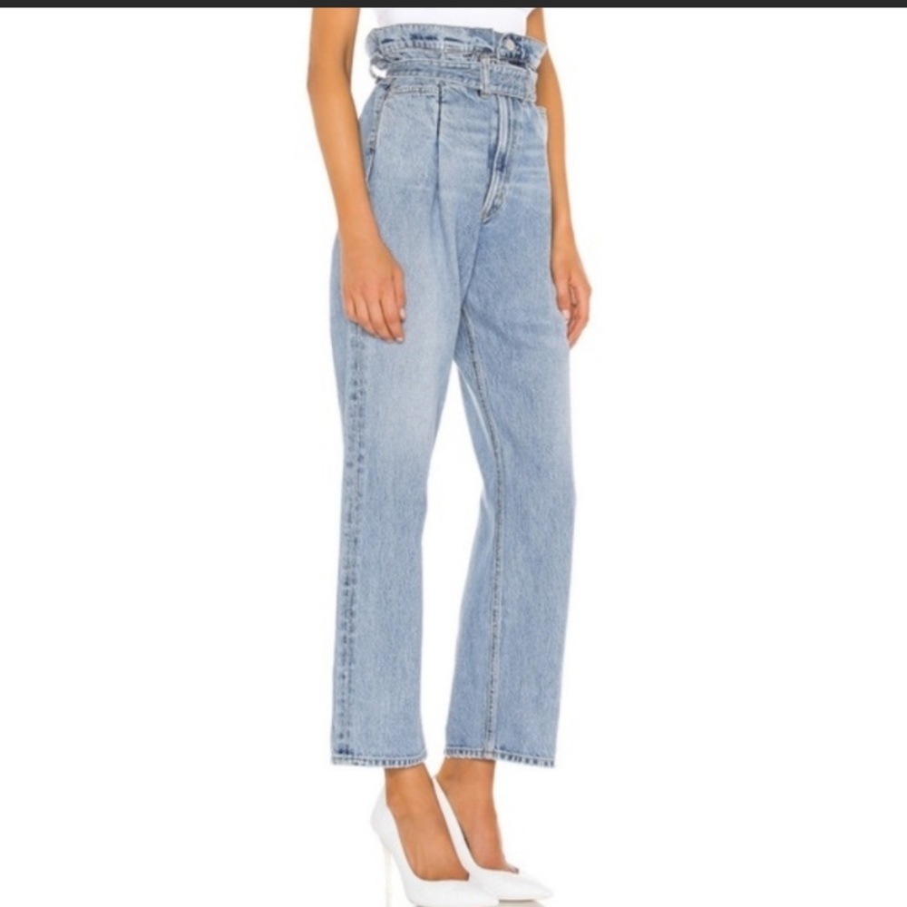Agolde Reworked 90's Cinched Paperbag High Rise Straight Jean In Revival…